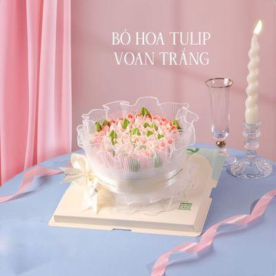 Ảnh chính sản phẩm Bánh kem tulip hồng vải voan