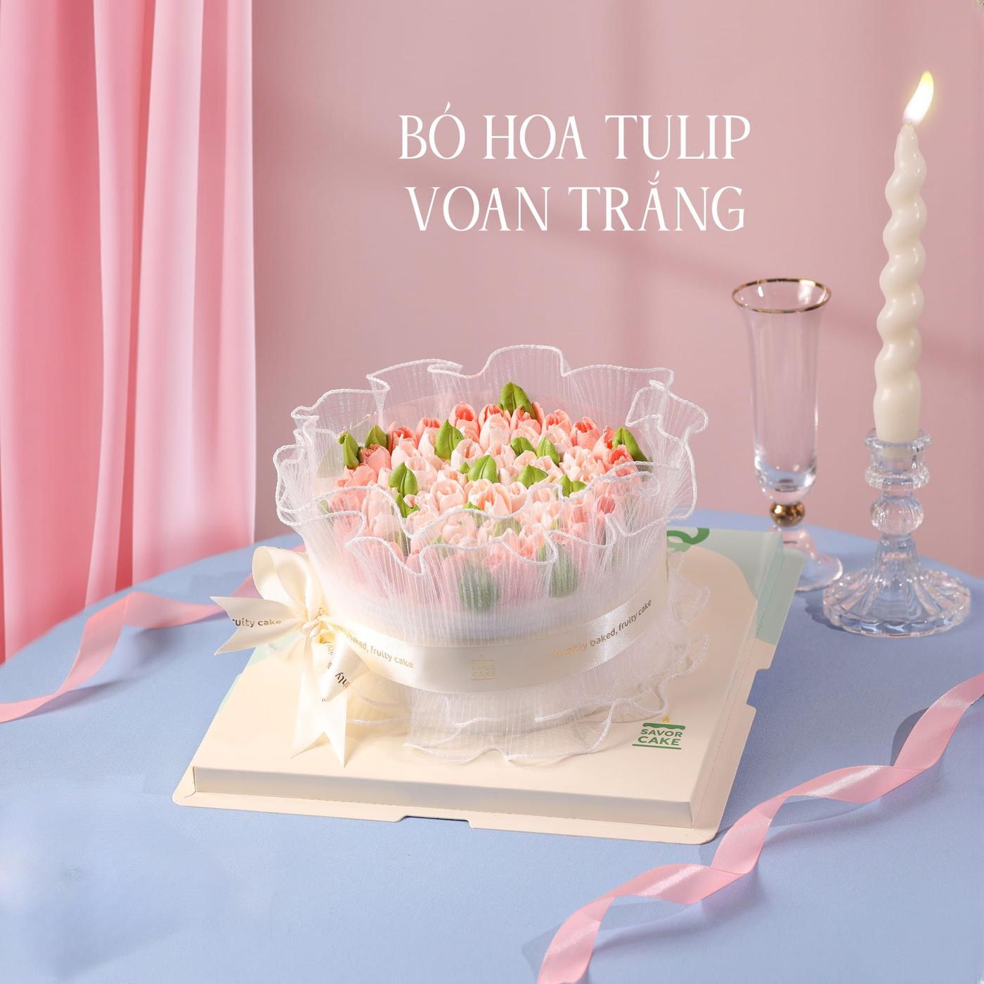 Ảnh chính sản phẩm Bánh kem tulip hồng vải voan