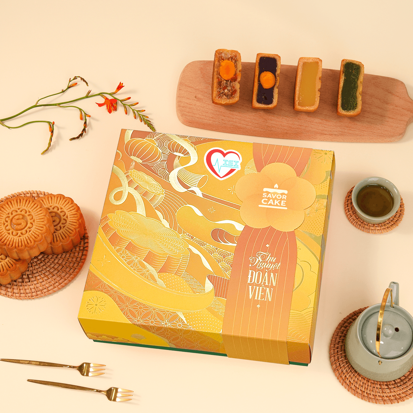 Set 4 bánh Thu Nguyệt Đoàn Viên
