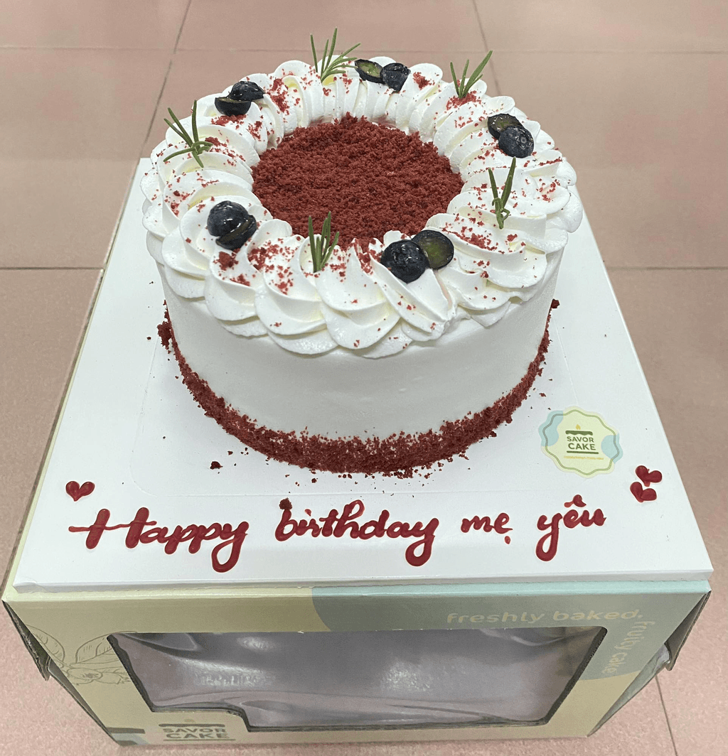 Ảnh feedback đơn 1504729 - (Bánh 1h) Bánh red velvet sữa chua việt quất size nhỏ 17x8cm