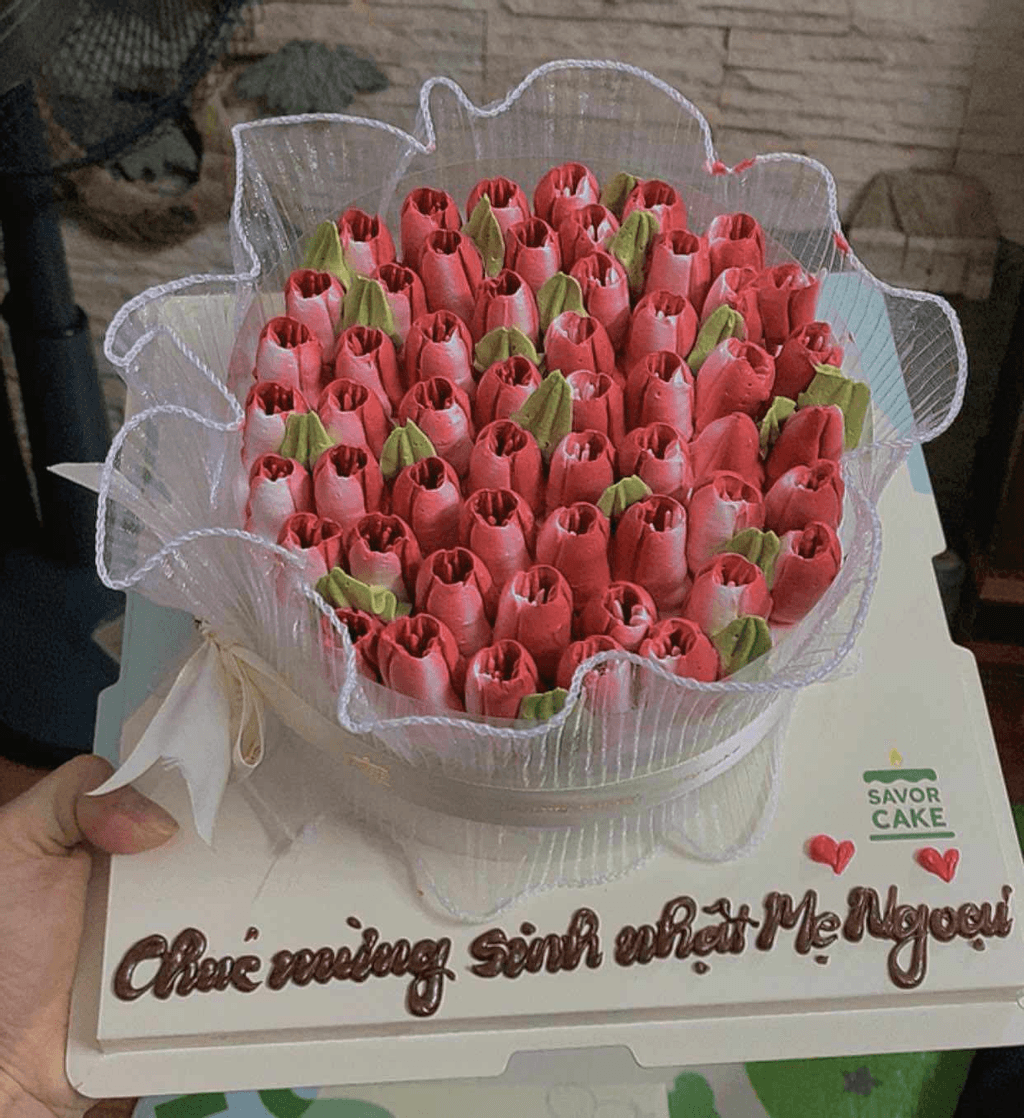 Ảnh feedback Bánh hoa Tulip vải voan size nhỏ - 17x8cm