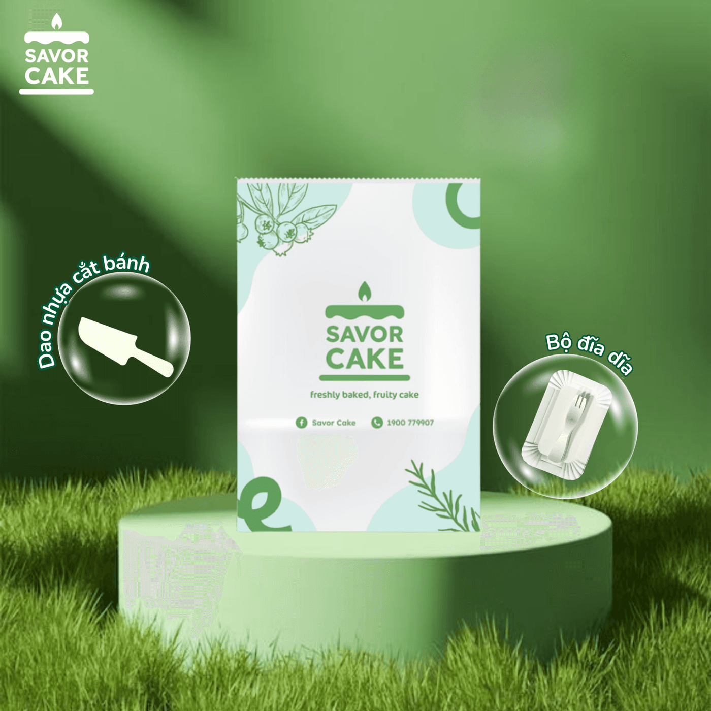 Ảnh chính sản phẩm Bộ 10 dao dĩa đĩa nhựa túi giấy Savor Cake (Bộ)